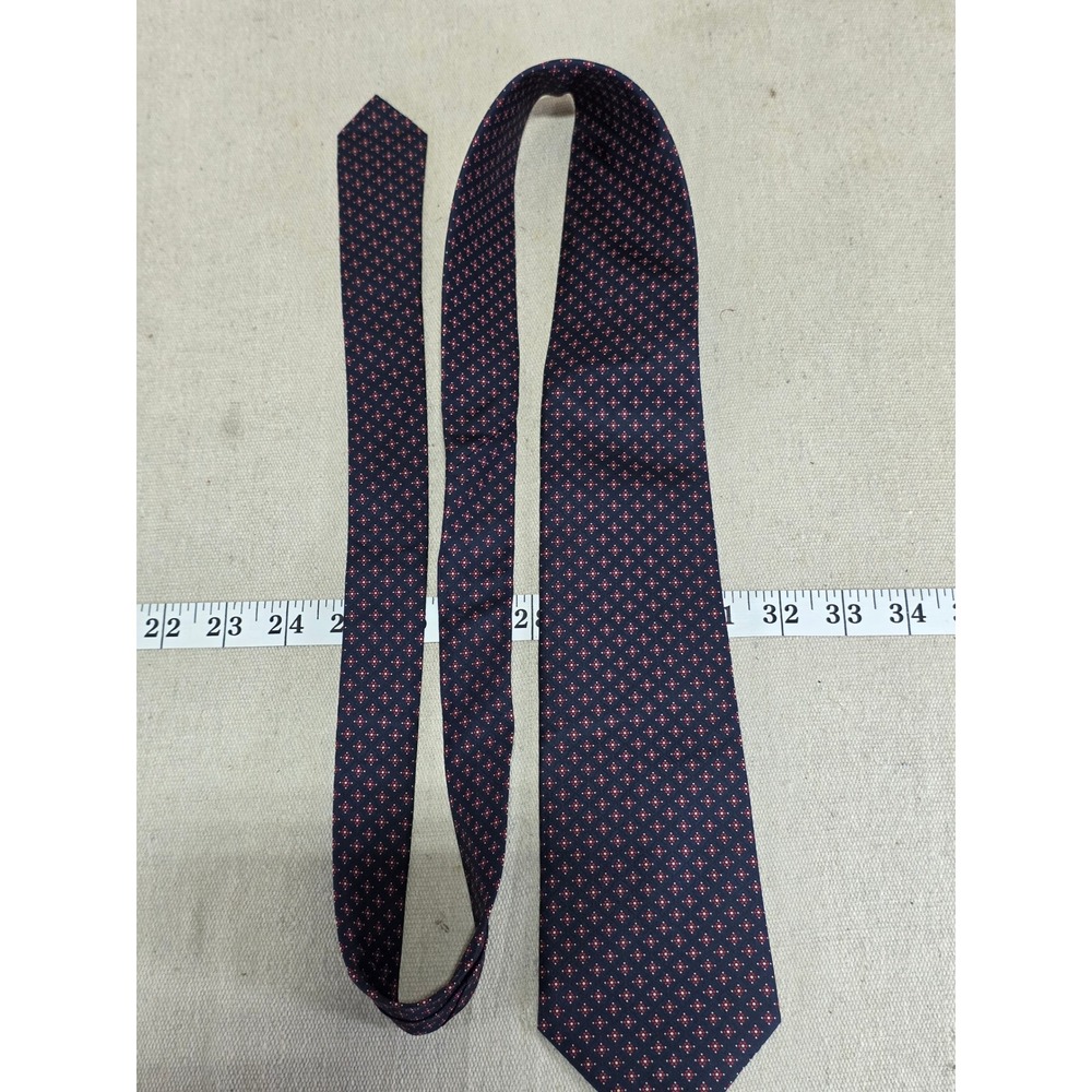 Hunters Bay Mens Navy Blue Red Geometric Diamond Silk Necktie Business Tie